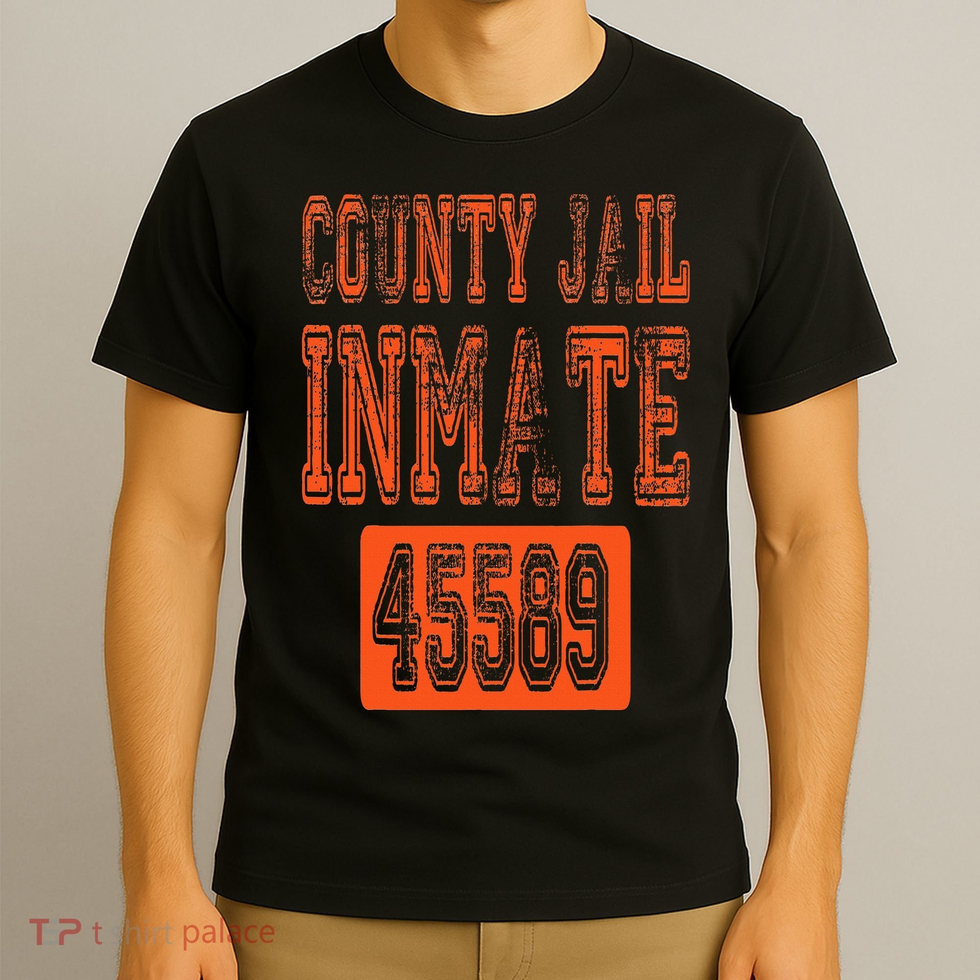 Funny County Jail Inmate Prisoner Costume Party Orange T-Shirt