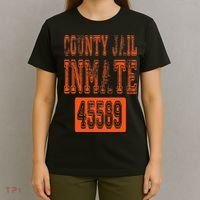 Funny County Jail Inmate Prisoner Costume Party Orange T-Shirt thumb 4