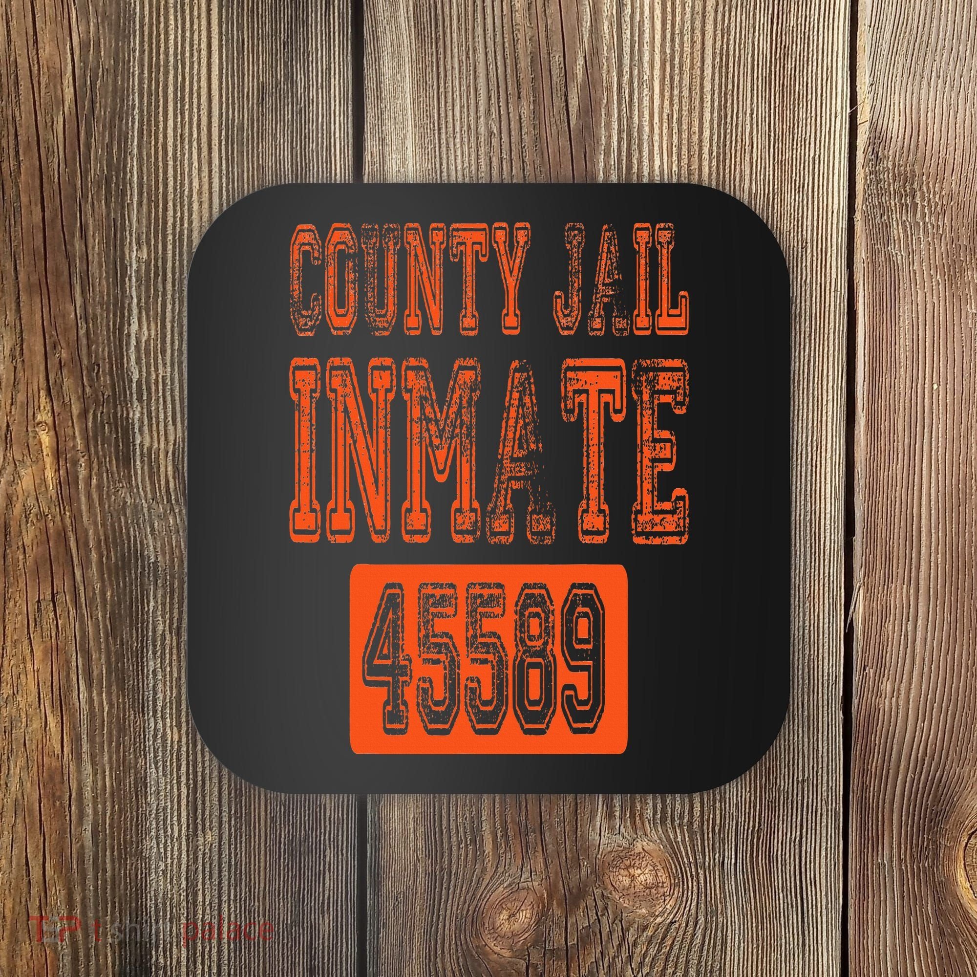 Funny County Jail Inmate Prisoner Costume Party Orange Coaster