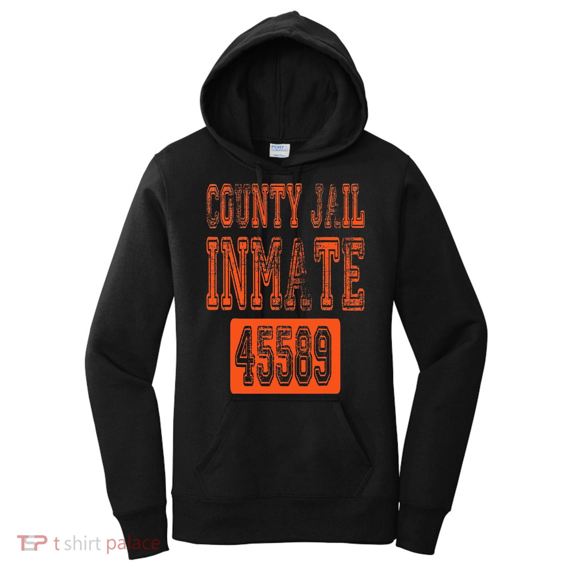 Funny County Jail Inmate Prisoner Costume Party Orange Women's Hoodie