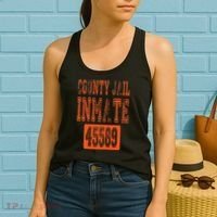 Funny County Jail Inmate Prisoner Costume Party Orange Women's Tank Top thumb 2