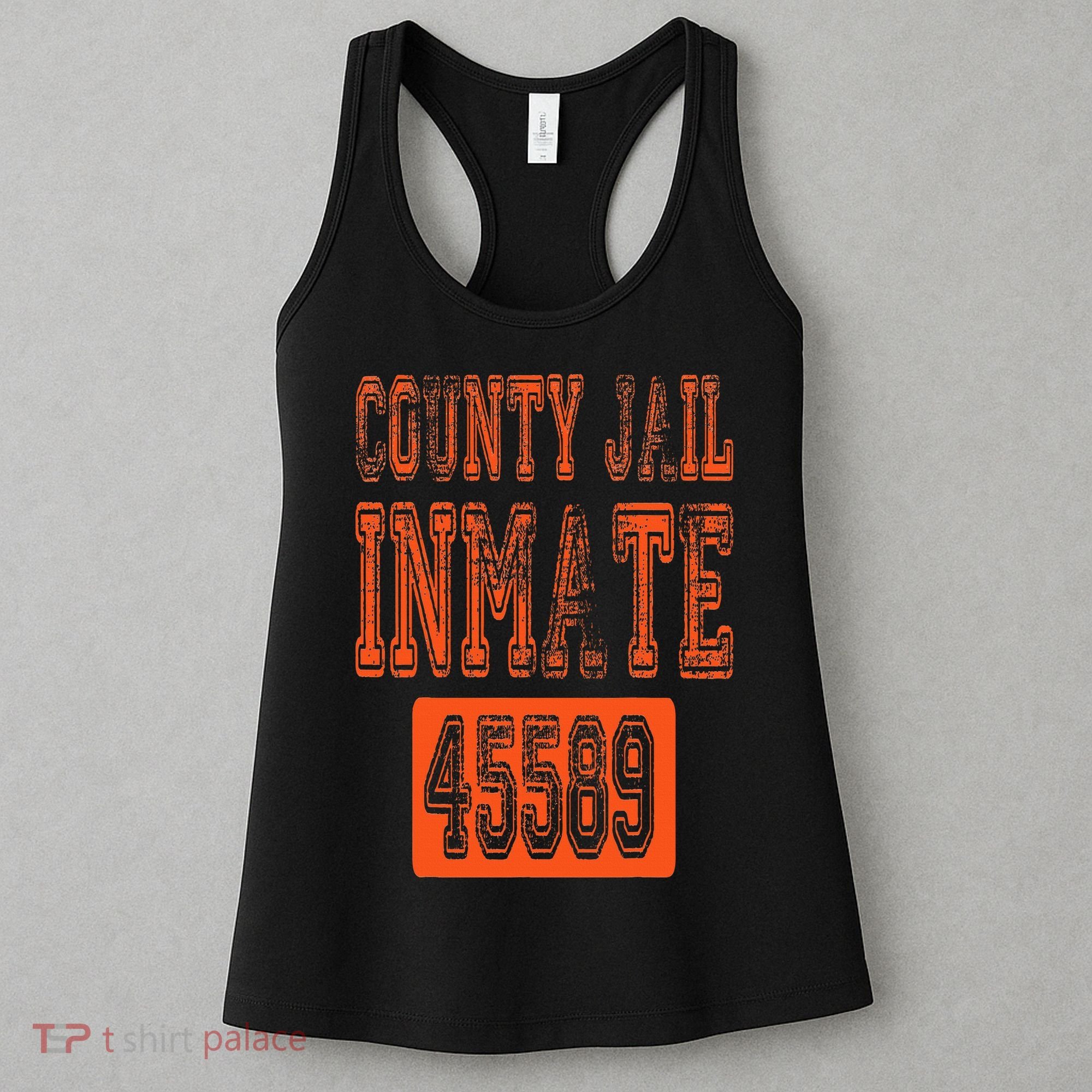 Funny County Jail Inmate Prisoner Costume Party Orange Women's Tank Top
