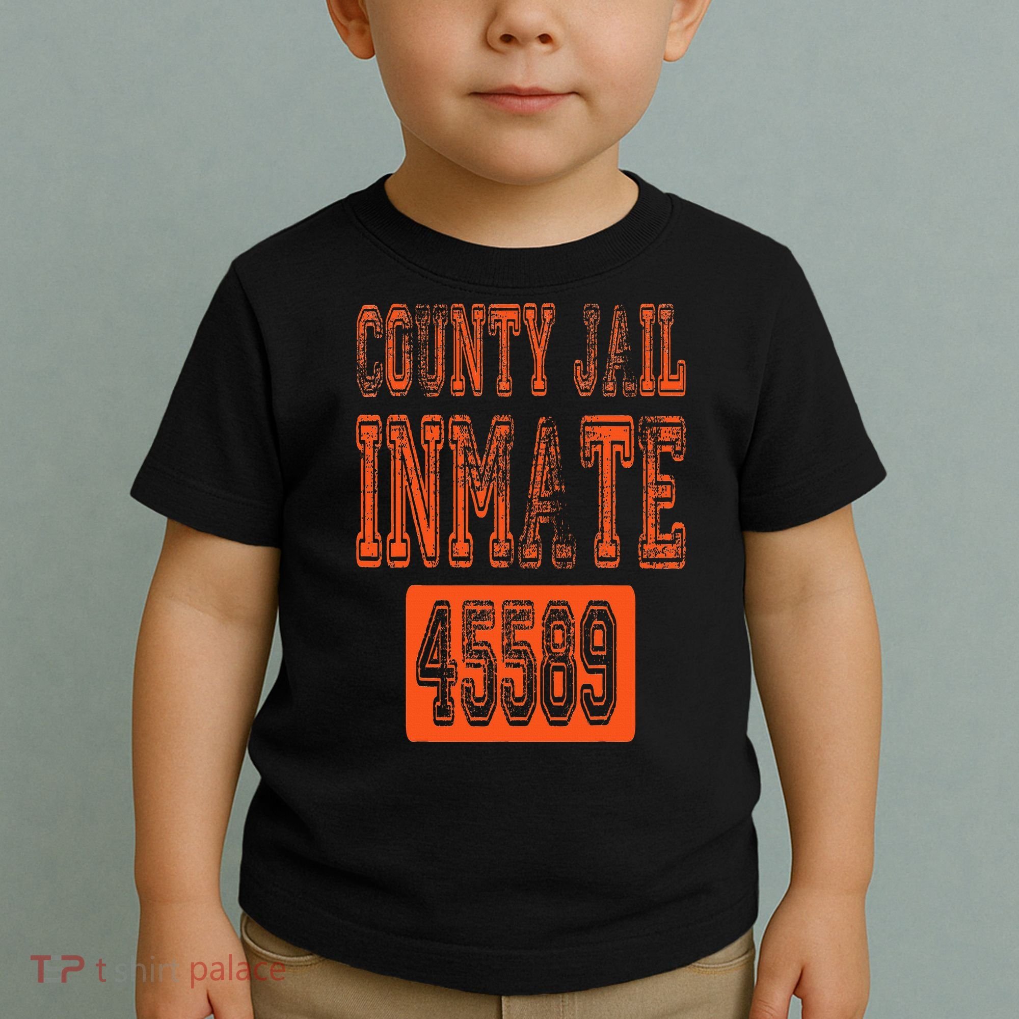 Funny County Jail Inmate Prisoner Costume Party Orange Toddler T-Shirt