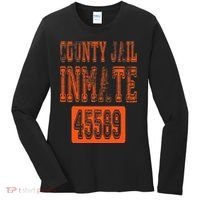 Funny County Jail Inmate Prisoner Costume Party Orange Women's Long Sleeve Shirt thumb 0