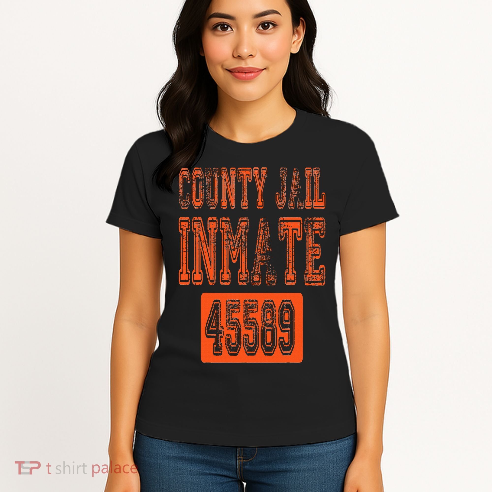 Funny County Jail Inmate Prisoner Costume Party Orange Women's T-Shirt