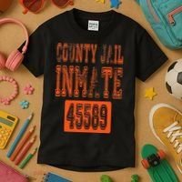 Funny County Jail Inmate Prisoner Costume Party Orange Kids T-Shirt thumb 3