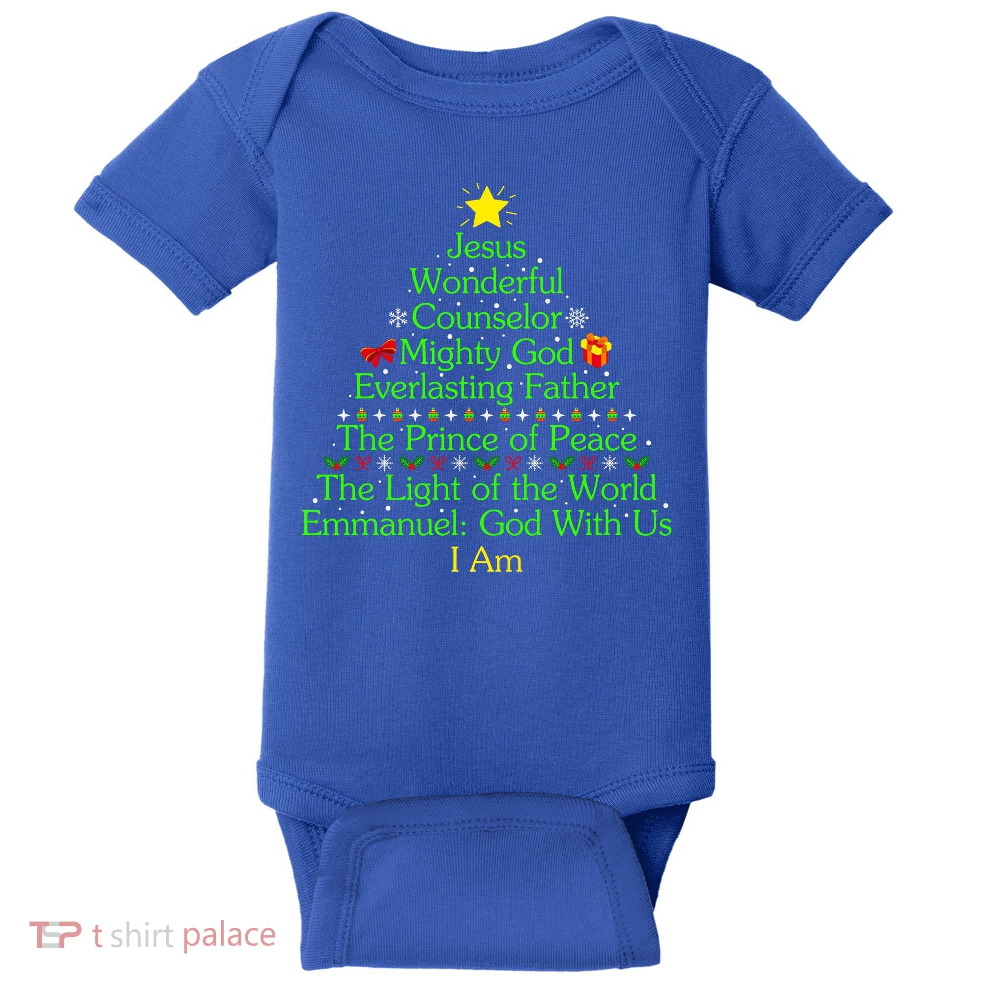 Funny Christmas Jesus Wonderful Counselor Mighty God Baby Bodysuit
