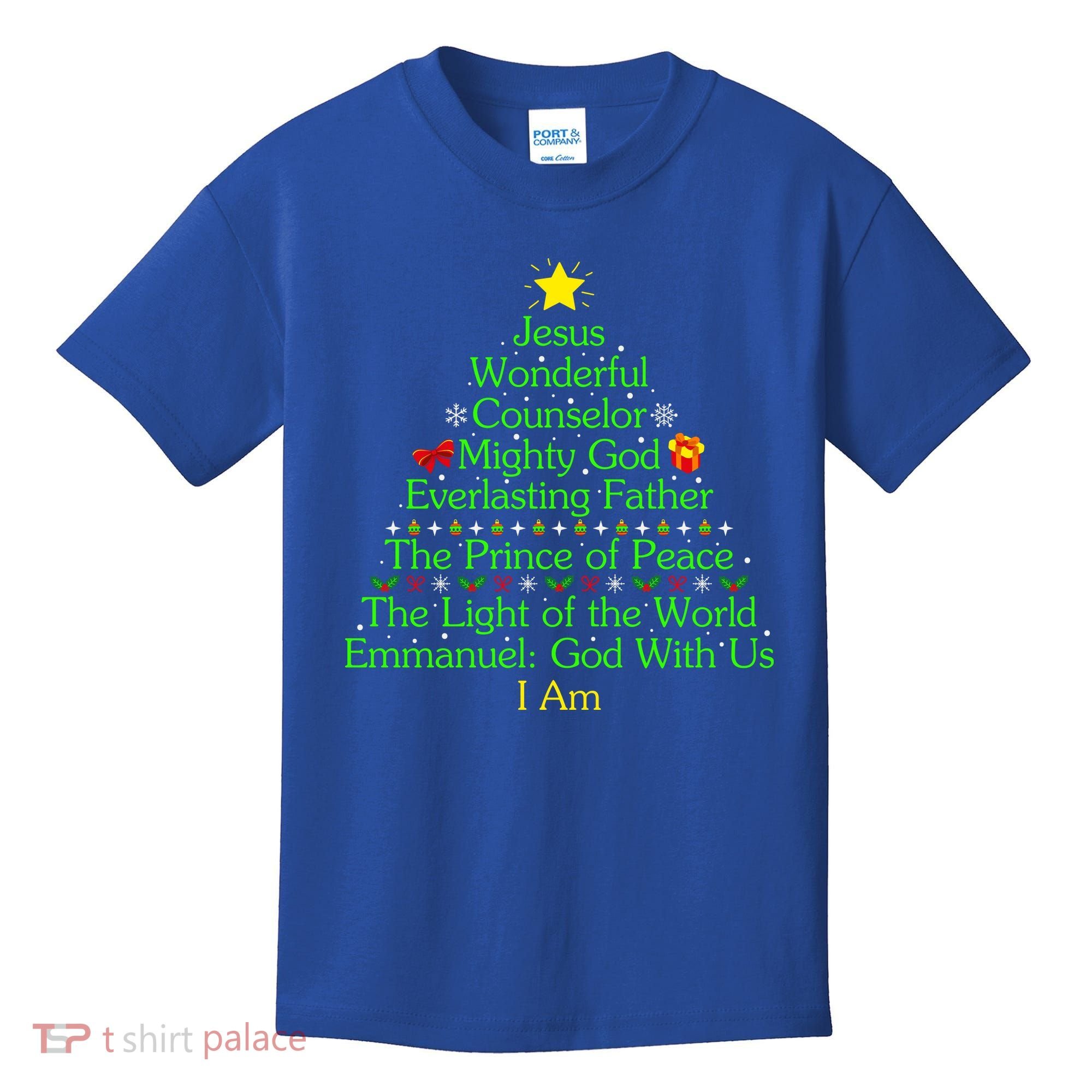 Funny Christmas Jesus Wonderful Counselor Mighty God Kids T-Shirt