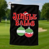 Funny Christmas Jingle Balls Matching Couples Shirts Golf Towel thumb 1