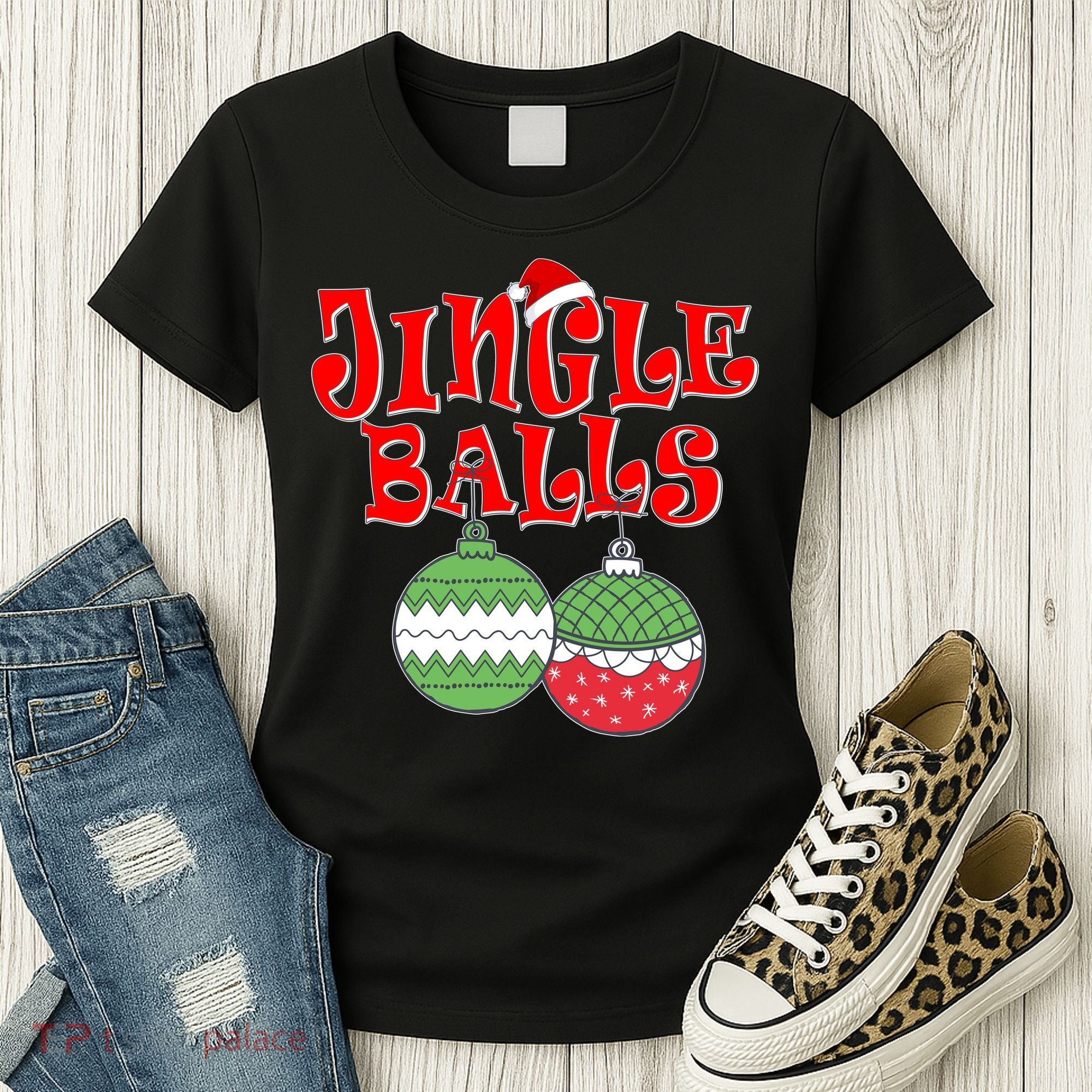 Funny Christmas Jingle Balls Matching Couples Shirts Women's T-Shirt