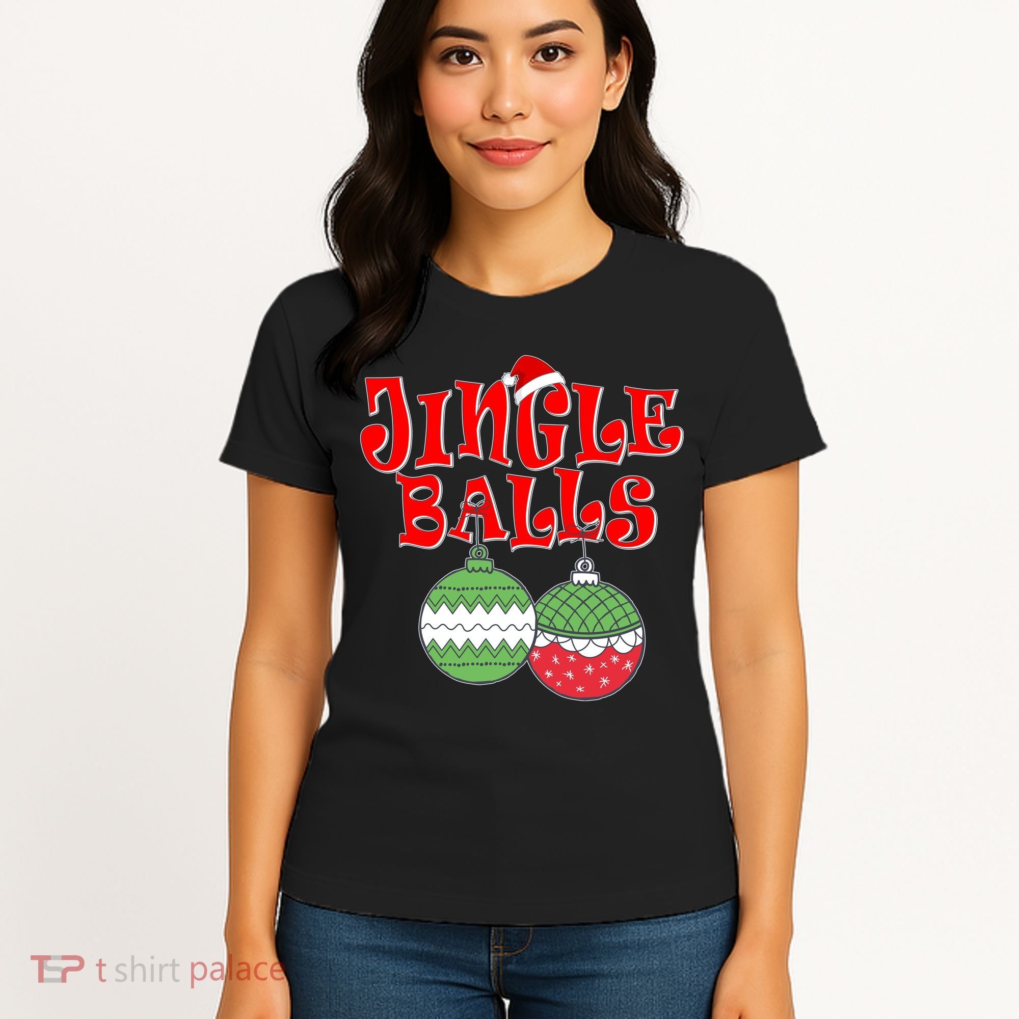 Funny Christmas Jingle Balls Matching Couples Shirts Women's T-Shirt