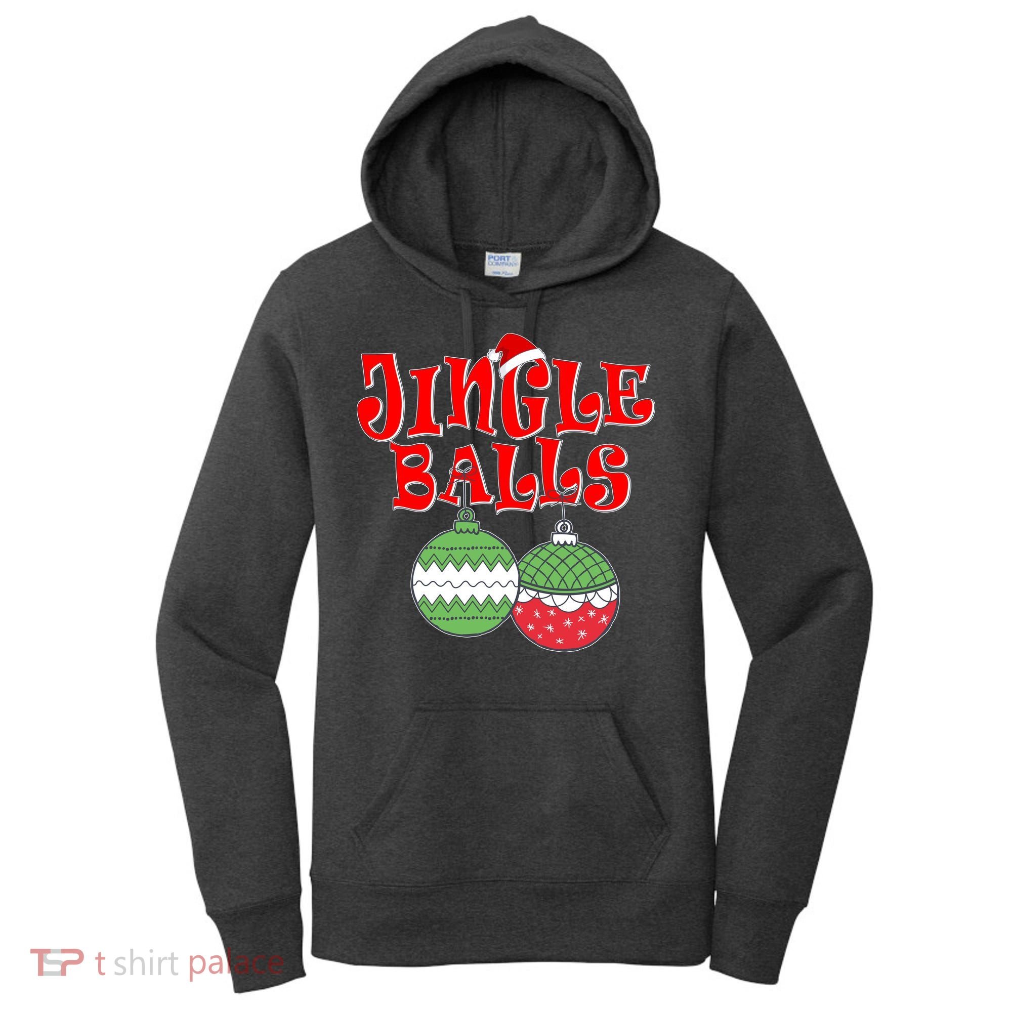 Funny Christmas Jingle Balls Matching Couples Shirts Women's Hoodie