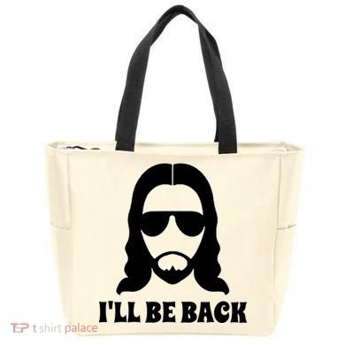 Funny Christian Jesus I'll Be Back Tote Bag