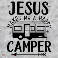 Funny Christian Jesus Makes Me A Happy Camper T-Shirt thumb 7