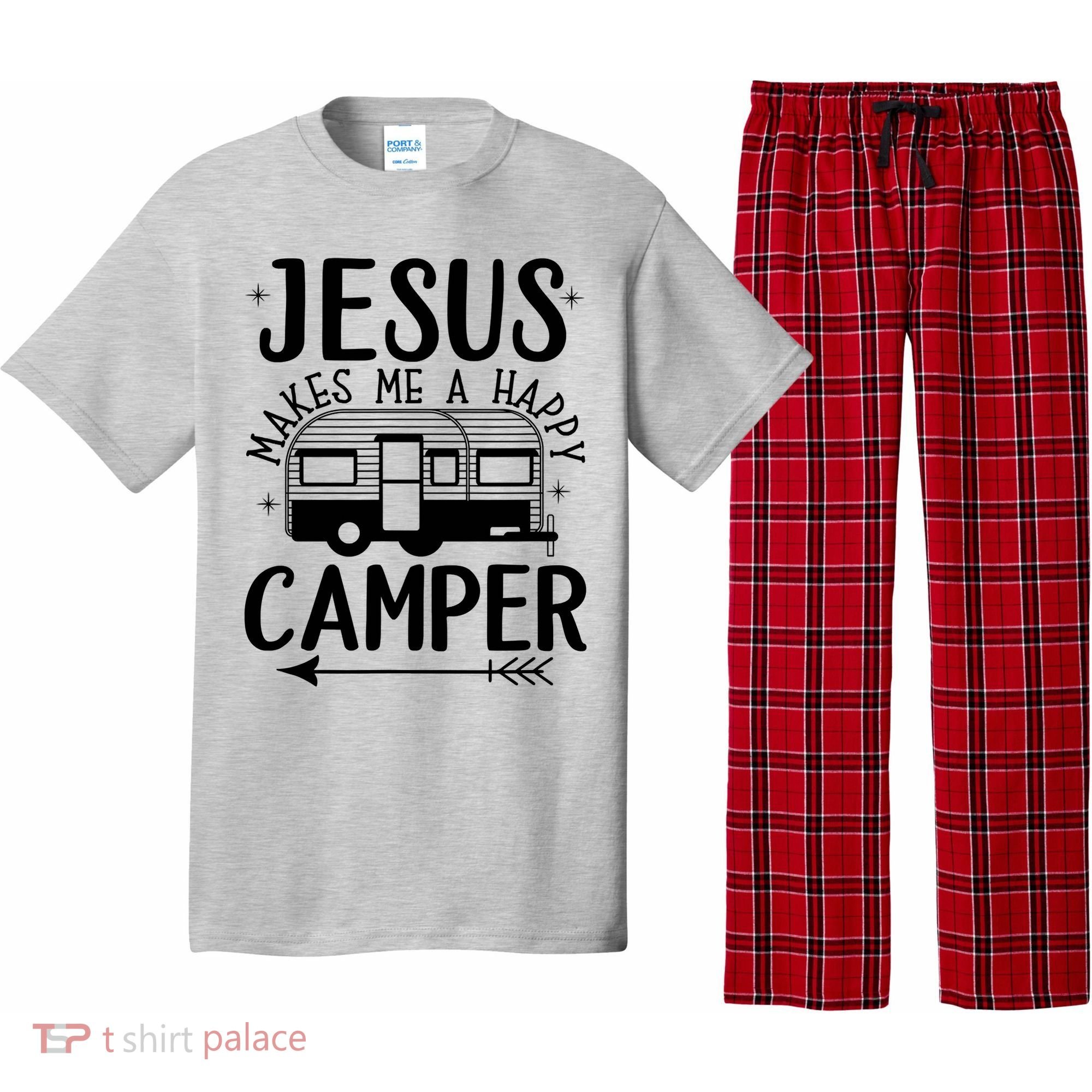 Funny Christian Jesus Makes Me A Happy Camper Pajama Set