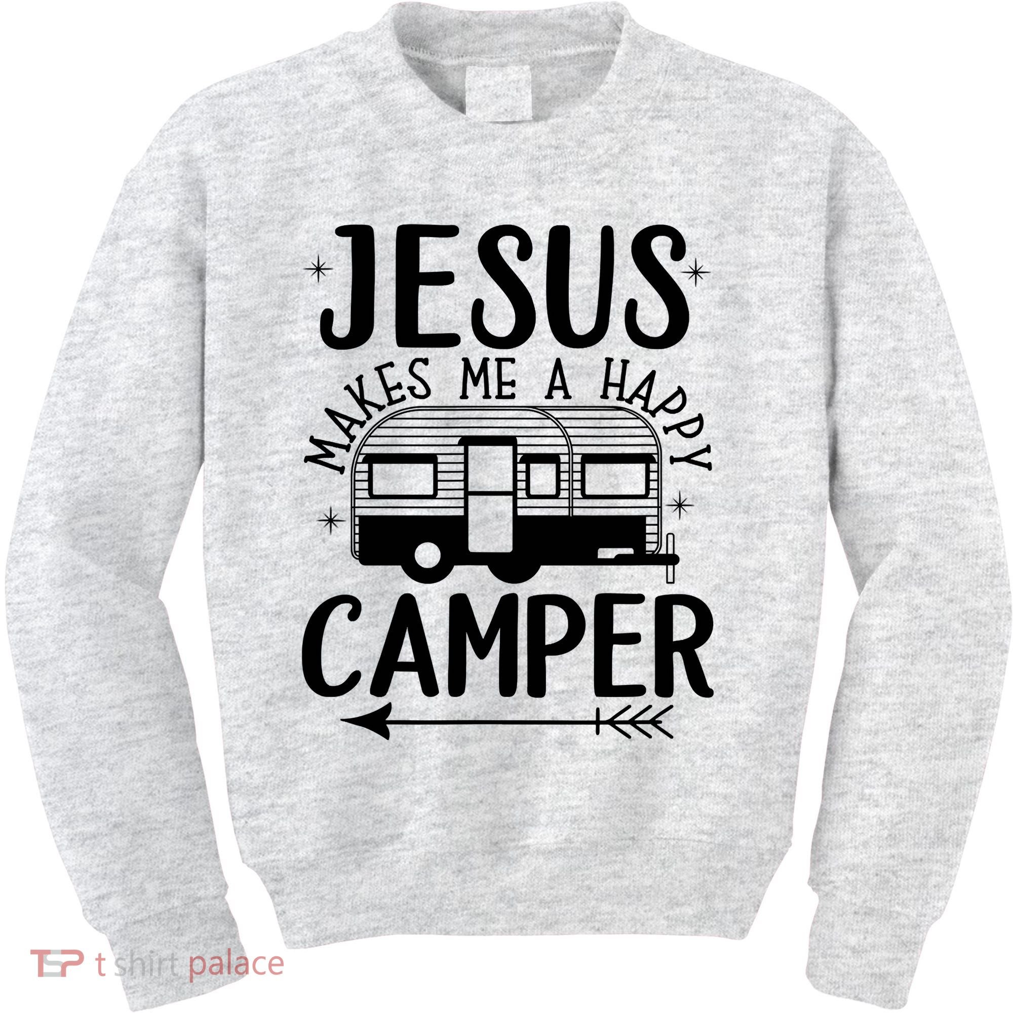 Funny Christian Jesus Makes Me A Happy Camper Kids Sweatshirt