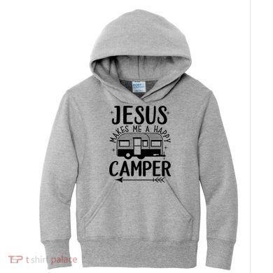 Funny Christian Jesus Makes Me A Happy Camper Kids Hoodie