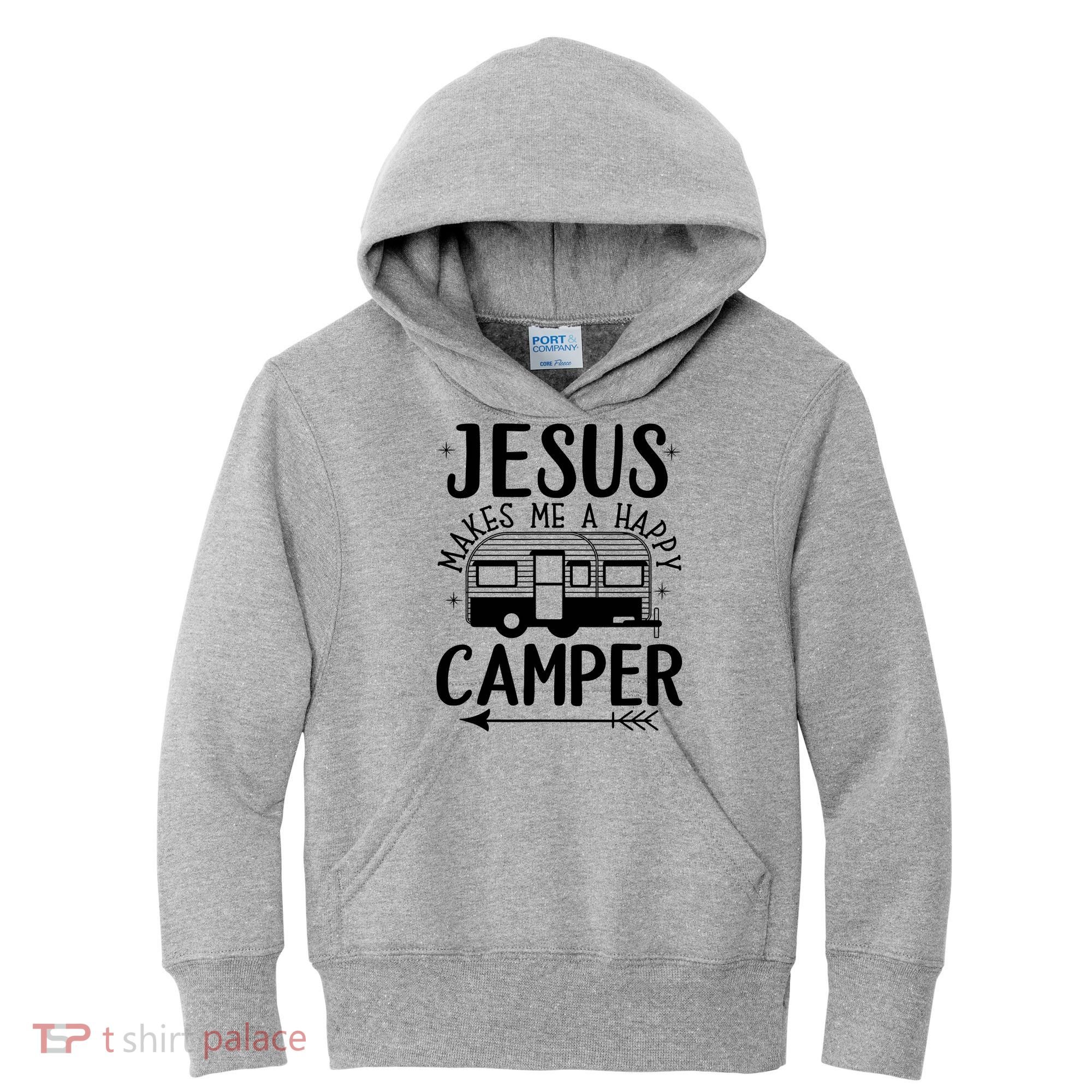 Funny Christian Jesus Makes Me A Happy Camper Kids Hoodie