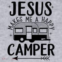 Funny Christian Jesus Makes Me A Happy Camper Women's Sweatshirt thumb 2