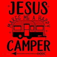 Funny Christian Jesus Makes Me A Happy Camper Santa Hat thumb 1