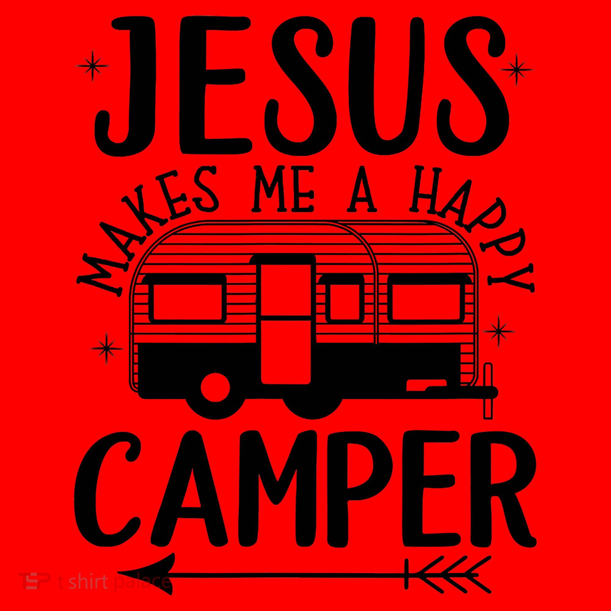 Funny Christian Jesus Makes Me A Happy Camper Santa Hat