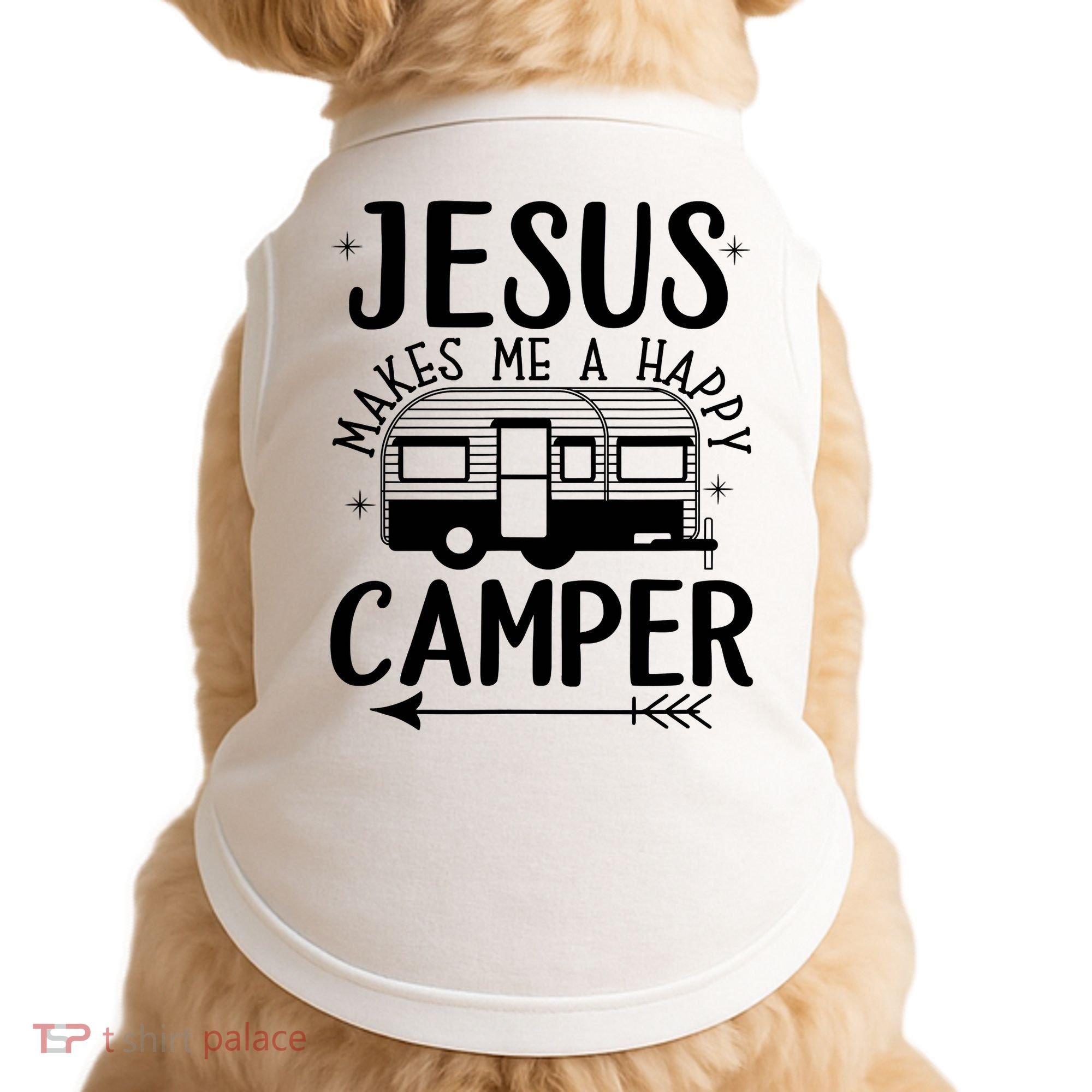 Funny Christian Jesus Makes Me A Happy Camper Doggie Tank