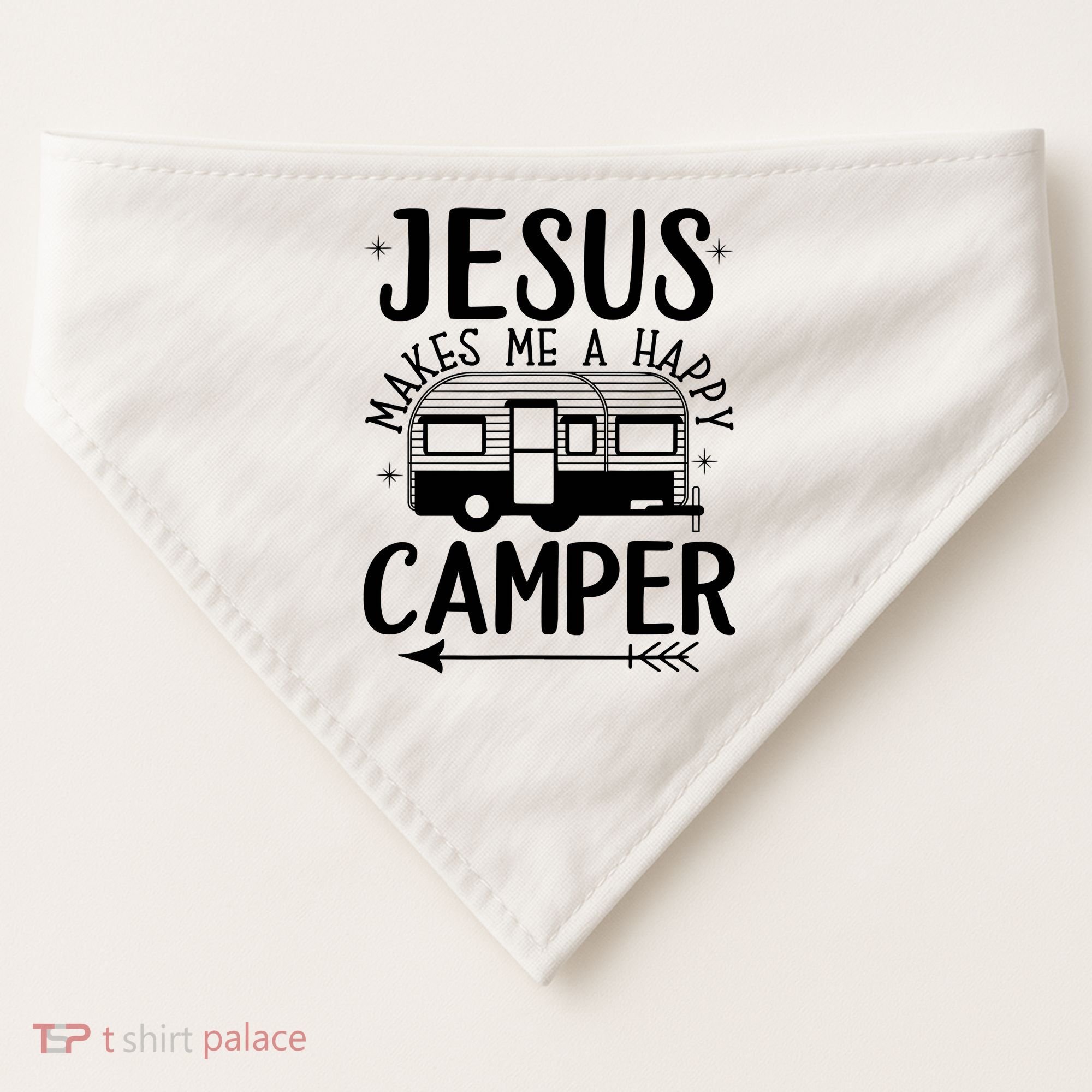Funny Christian Jesus Makes Me A Happy Camper USA-Made Doggie Bandana