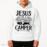 Funny Christian Jesus Makes Me A Happy Camper Hoodie thumb 2