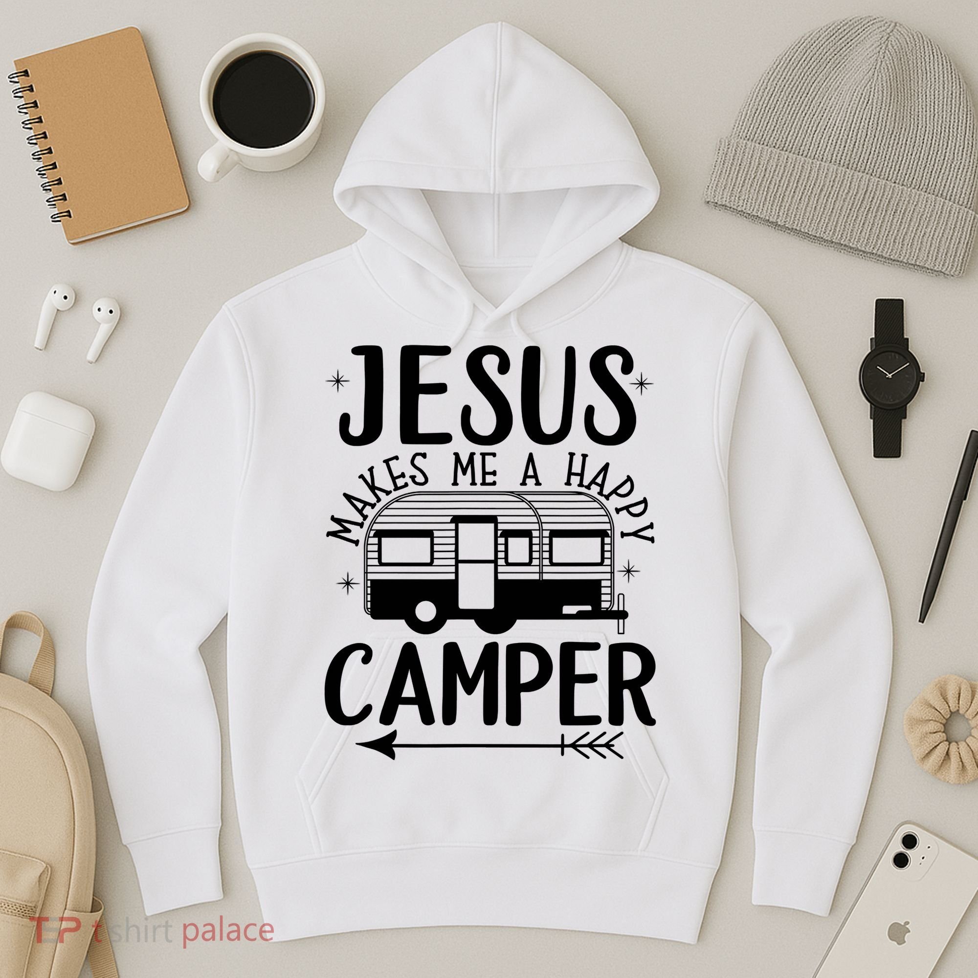 Funny Christian Jesus Makes Me A Happy Camper Hoodie