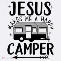 Funny Christian Jesus Makes Me A Happy Camper Apron thumb 3