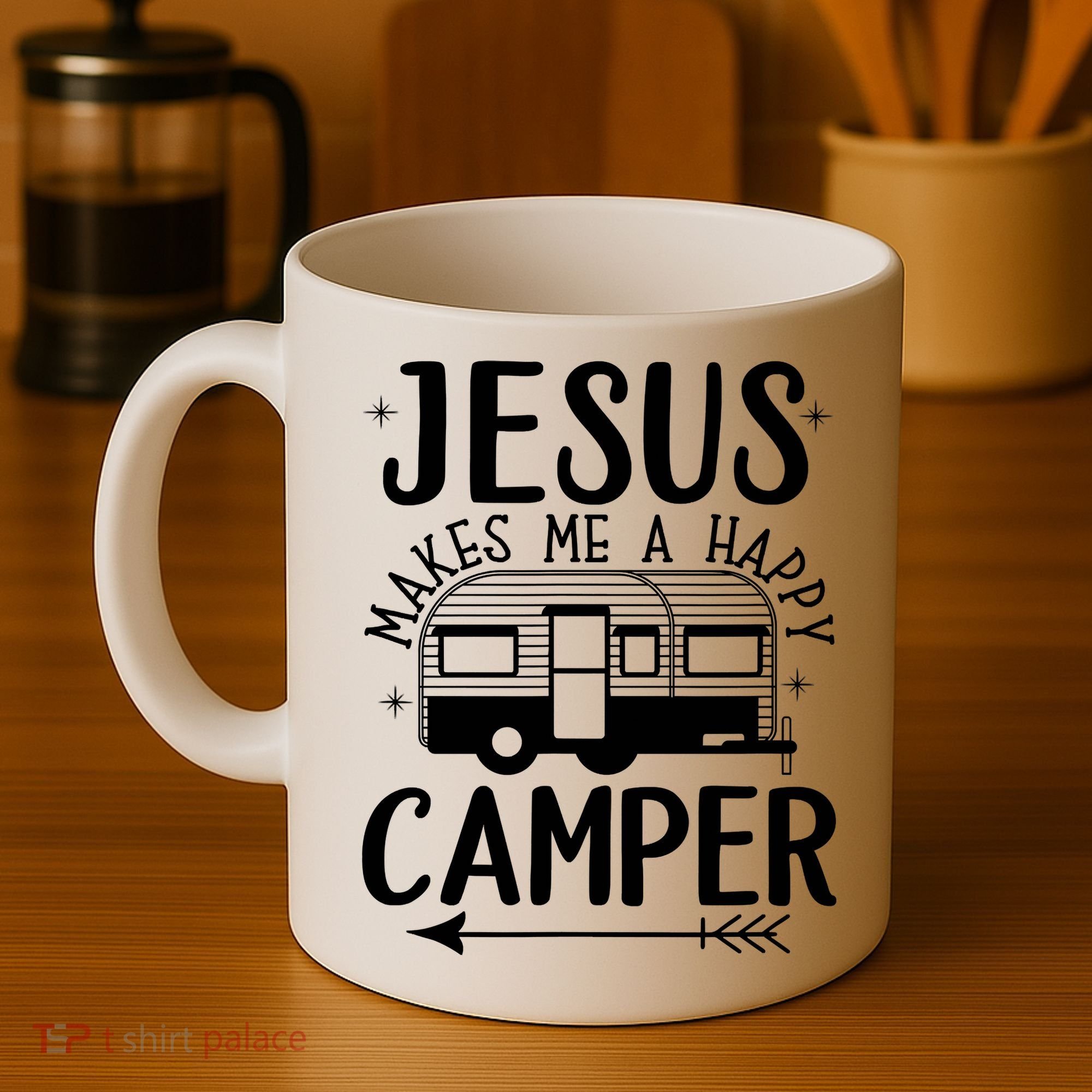 Funny Christian Jesus Makes Me A Happy Camper Coffee Mug