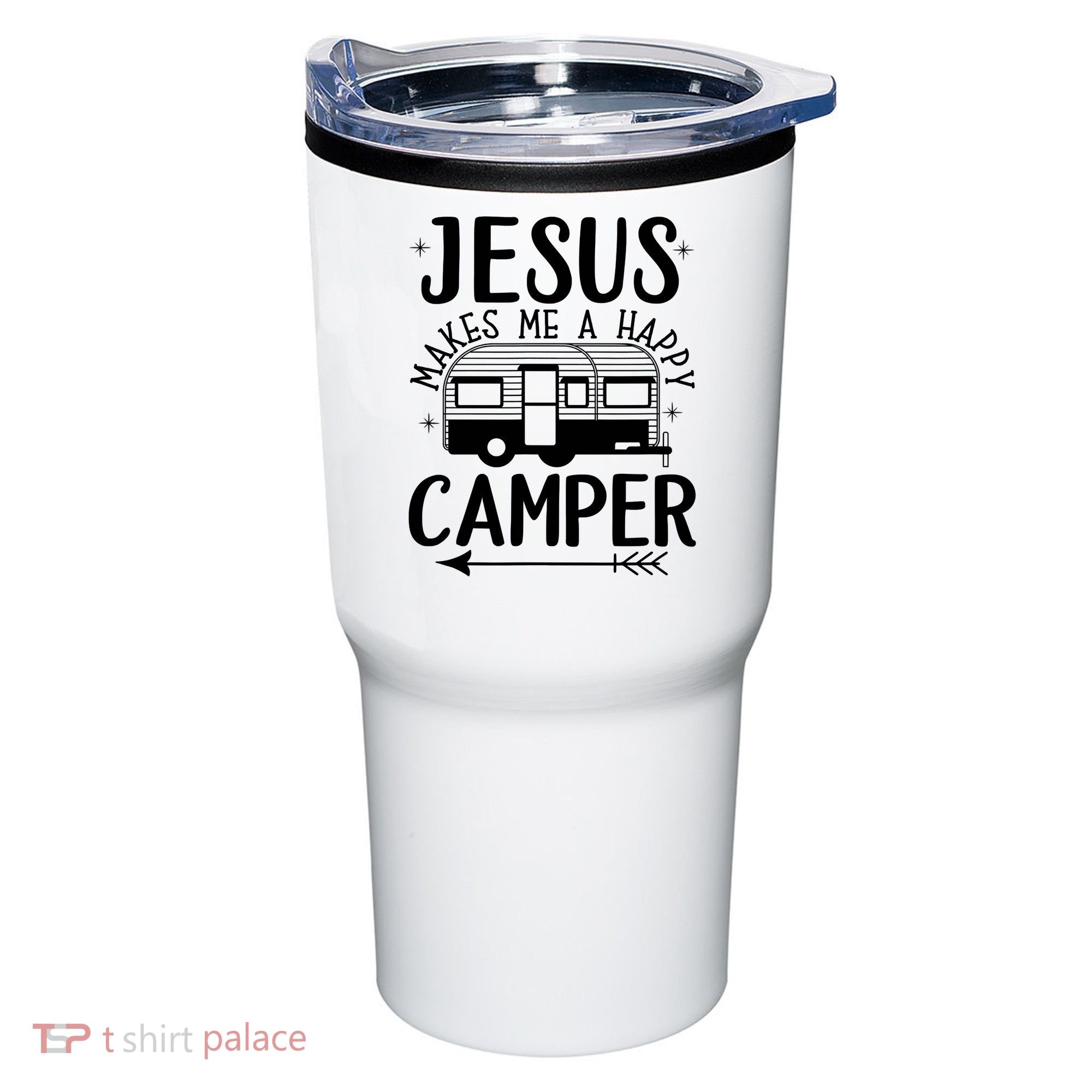 Funny Christian Jesus Makes Me A Happy Camper Tumbler