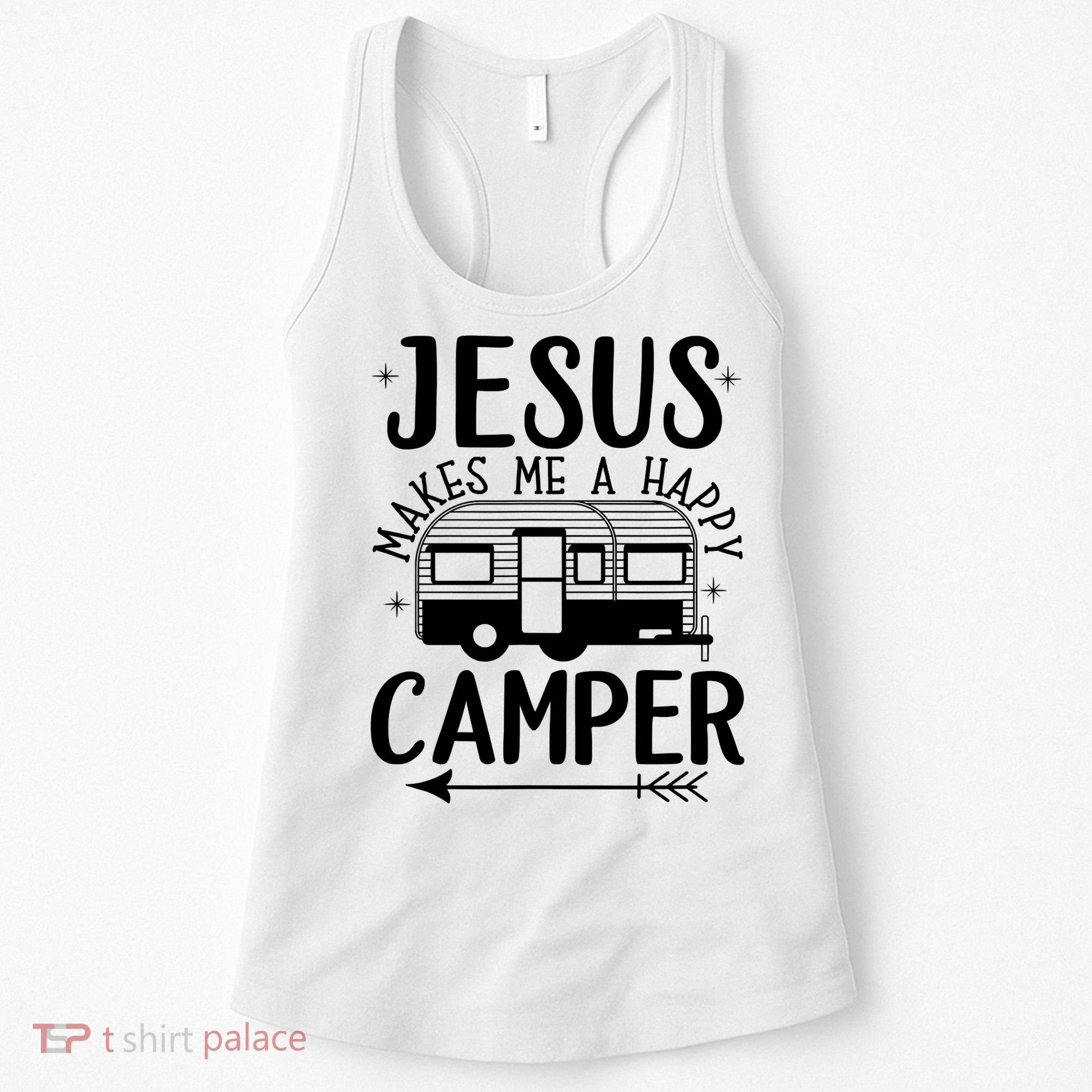 Funny Christian Jesus Makes Me A Happy Camper Women's Tank Top