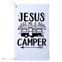 Funny Christian Jesus Makes Me A Happy Camper Golf Towel thumb 0