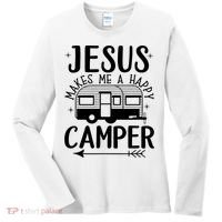 Funny Christian Jesus Makes Me A Happy Camper Women's Long Sleeve Shirt thumb 0