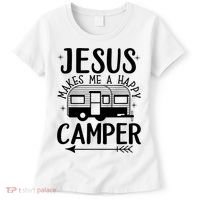 Funny Christian Jesus Makes Me A Happy Camper Women's T-Shirt thumb 0