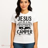 Funny Christian Jesus Makes Me A Happy Camper Women's T-Shirt thumb 4