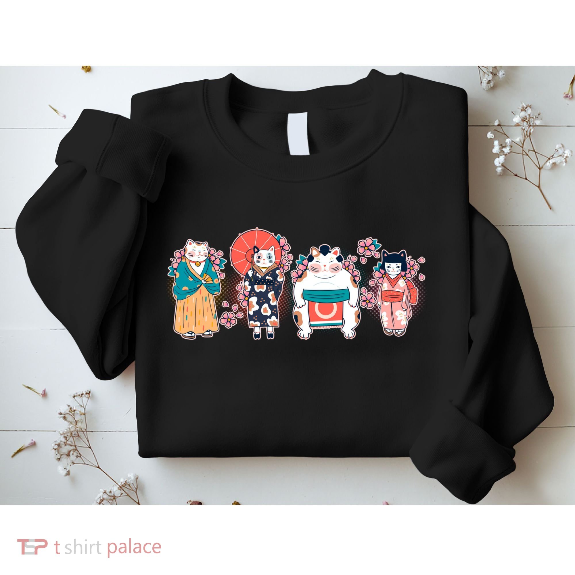 Funny Cute Japanese Cat Neko Family Sweatshirt