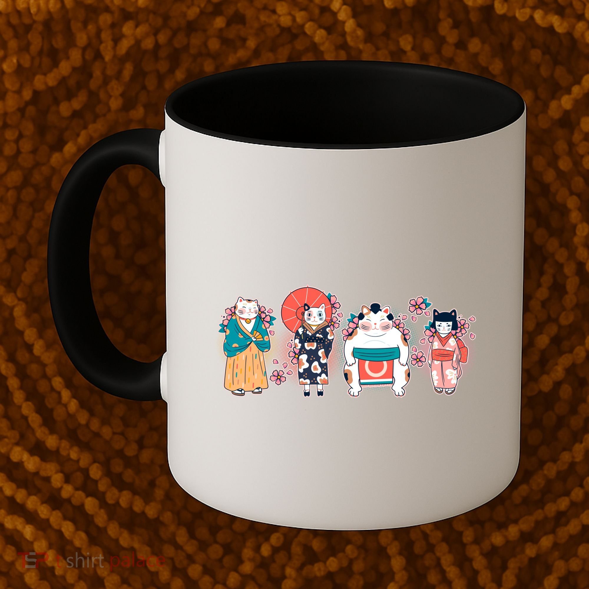 Funny Cute Japanese Cat Neko Family Coffee Mug