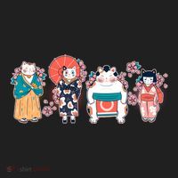 Funny Cute Japanese Cat Neko Family Beanie thumb 2