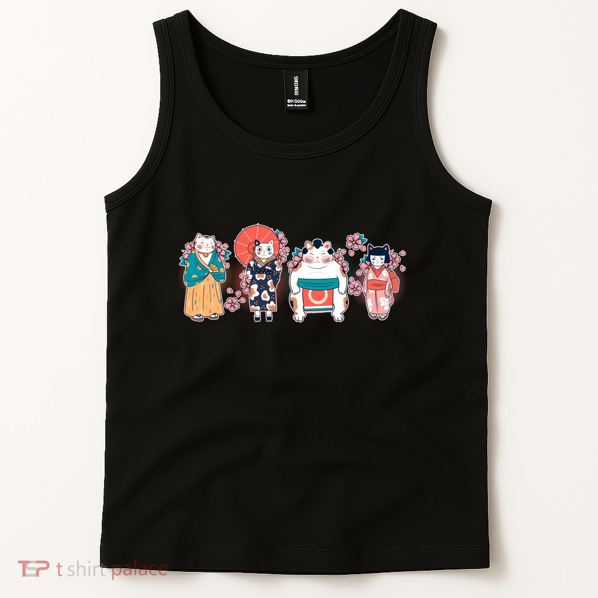 Funny Cute Japanese Cat Neko Family Tank Top