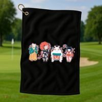 Funny Cute Japanese Cat Neko Family Golf Towel thumb 1