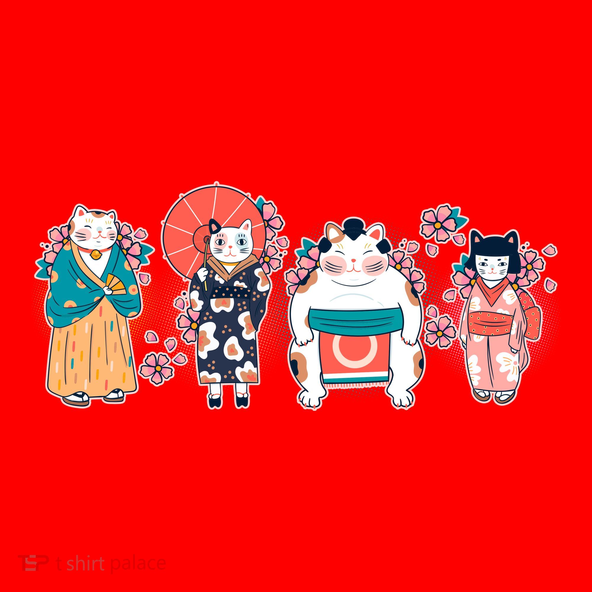 Funny Cute Japanese Cat Neko Family Santa Hat