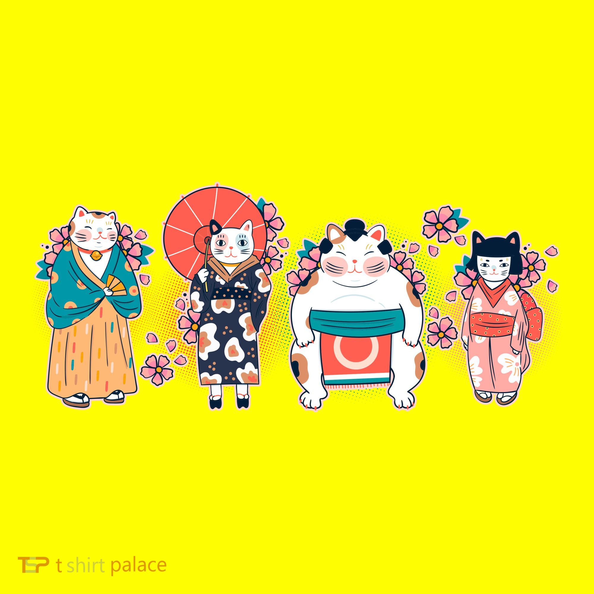 Funny Cute Japanese Cat Neko Family USA-Made Doggie Bandana