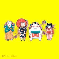 Funny Cute Japanese Cat Neko Family Long Sleeve Shirt thumb 2