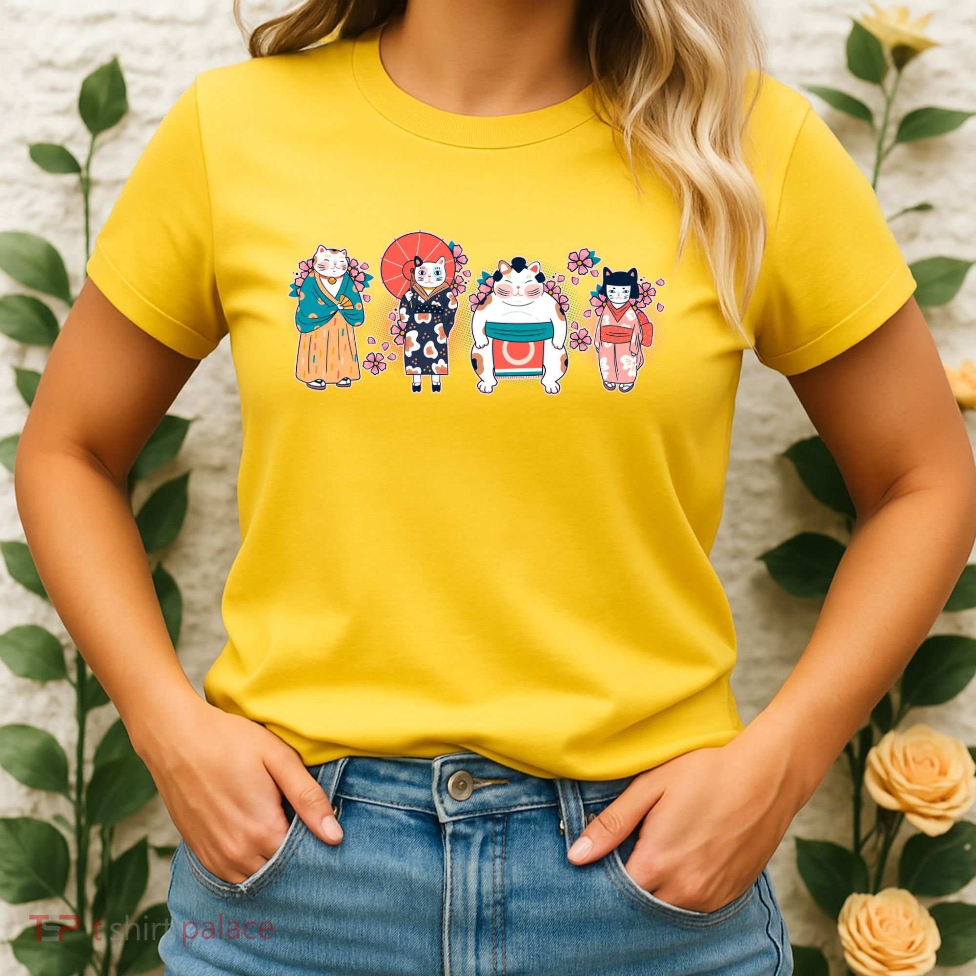 Funny Cute Japanese Cat Neko Family Women's T-Shirt
