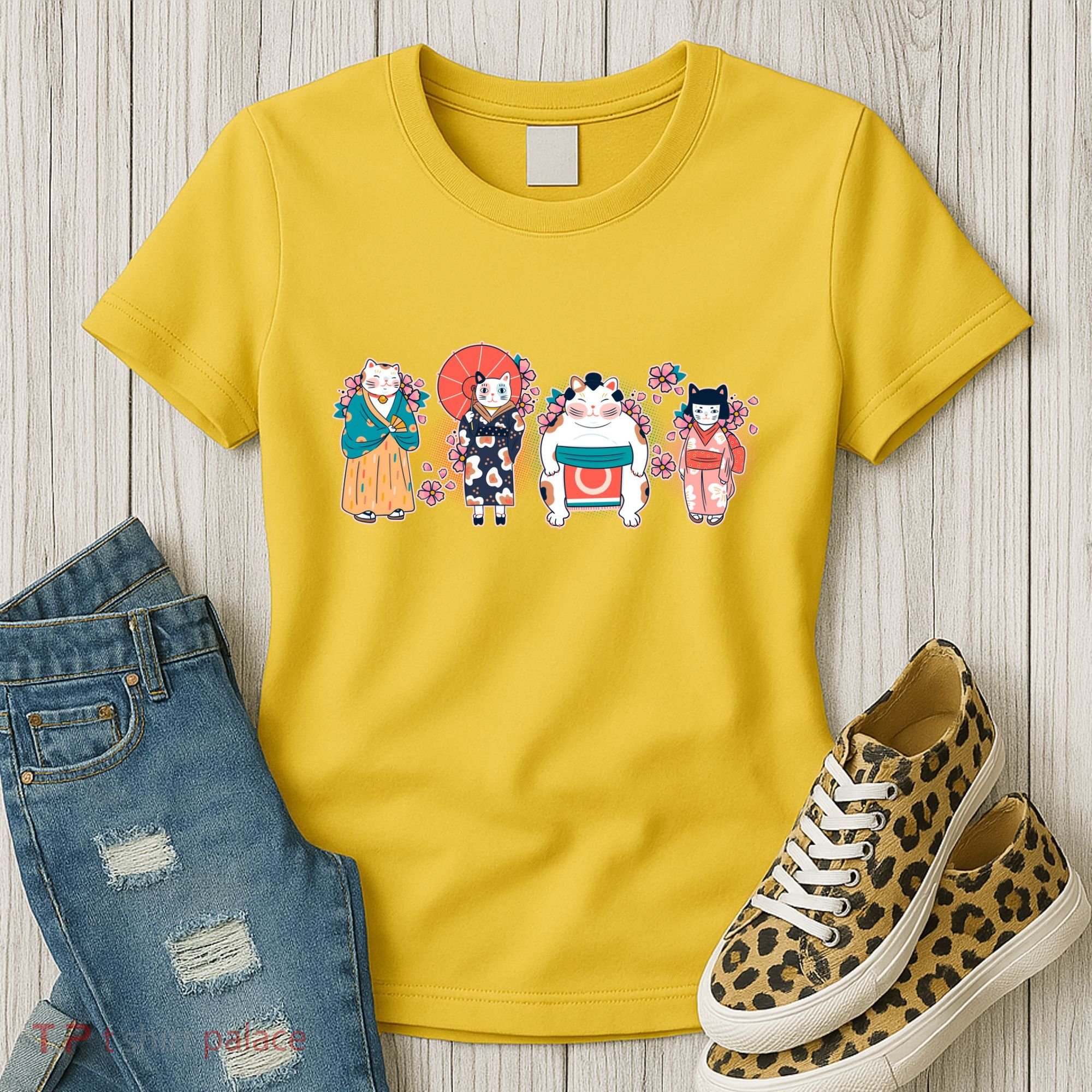 Funny Cute Japanese Cat Neko Family Women's T-Shirt