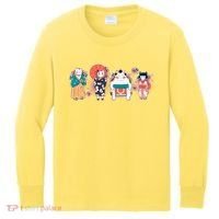 Funny Cute Japanese Cat Neko Family Kids Long Sleeve Shirt thumb 0