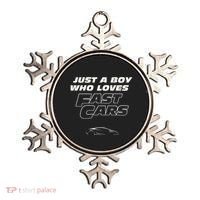 Fast Car Just A Boy Who Loves Fast Cars Funny Gift Ornament thumb 0