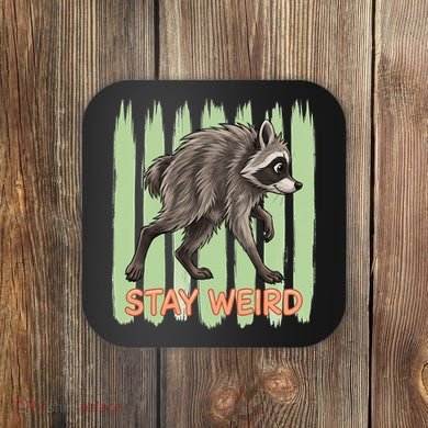 Funny Cute Jimothy The Raccoon Stay Weird Coaster